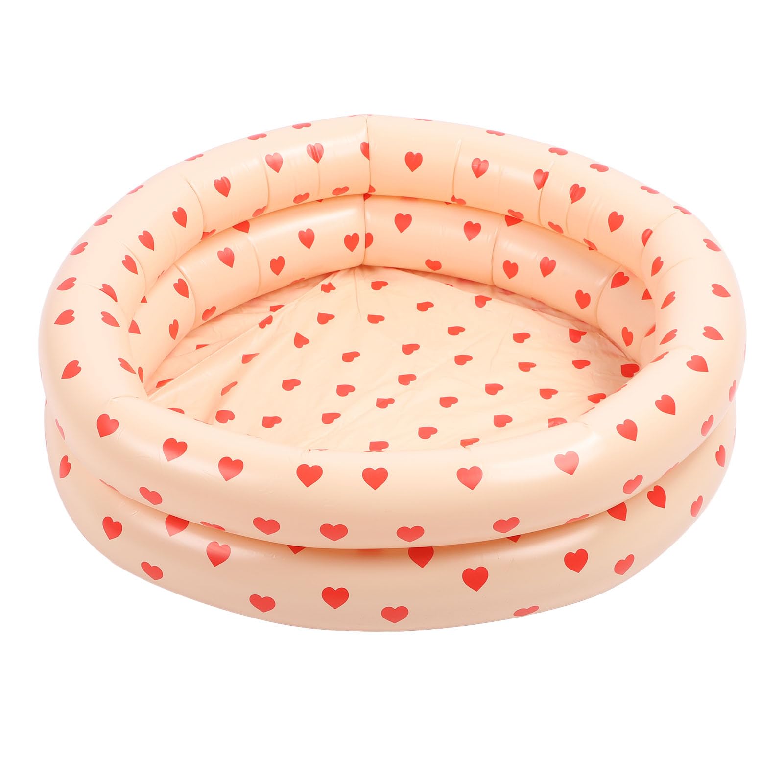 Round Inflatable Swimming Pool Vintage Heart Pattern Thicken Kids Paddling Pool for Indoor Pink Inflatable Swimming Pool Baby Vintage Pink Pool Thickened Home Ocean Ball Pool
