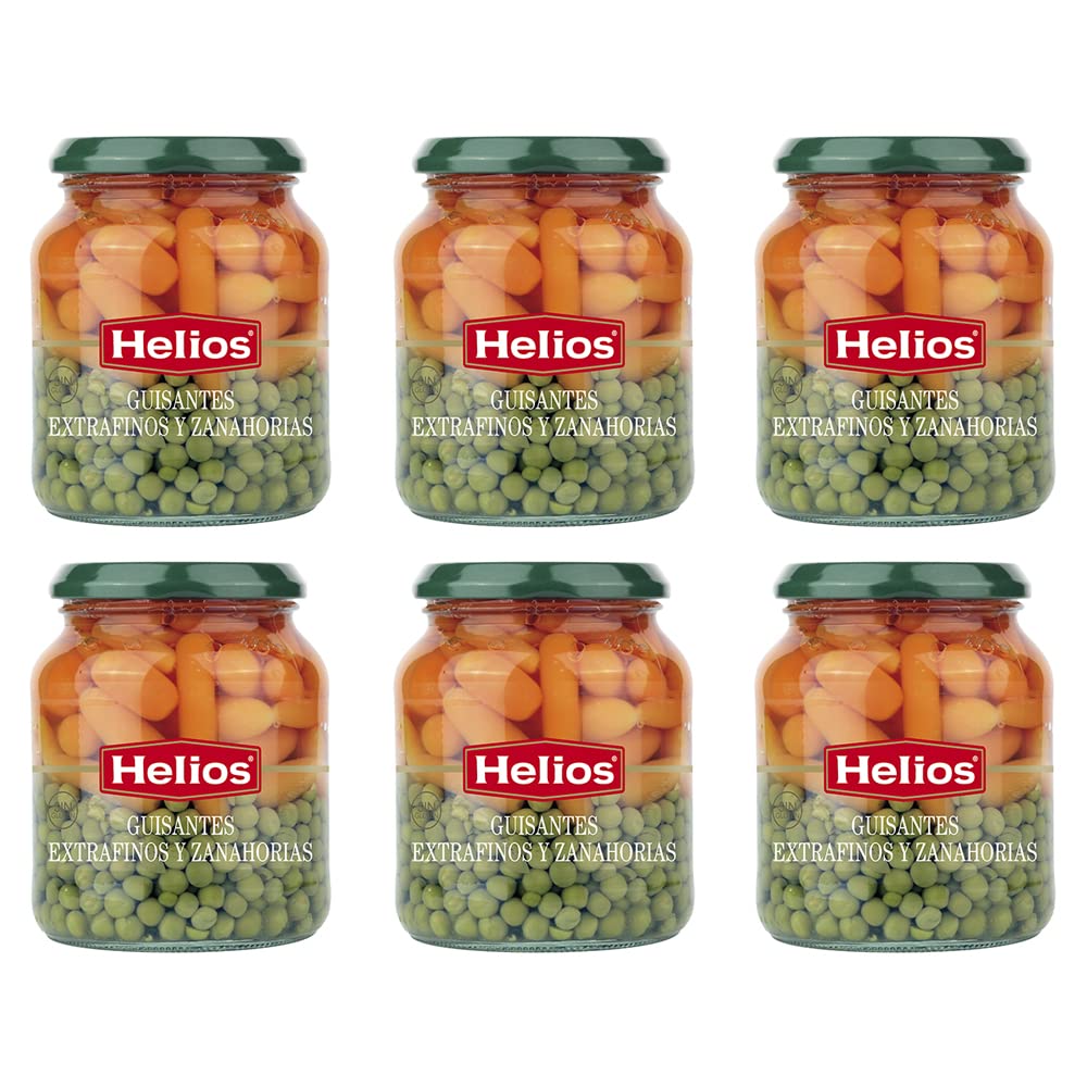 Helios Guisantes Extrafinos y Zanahorias - 340 gr - [Pack de 6]