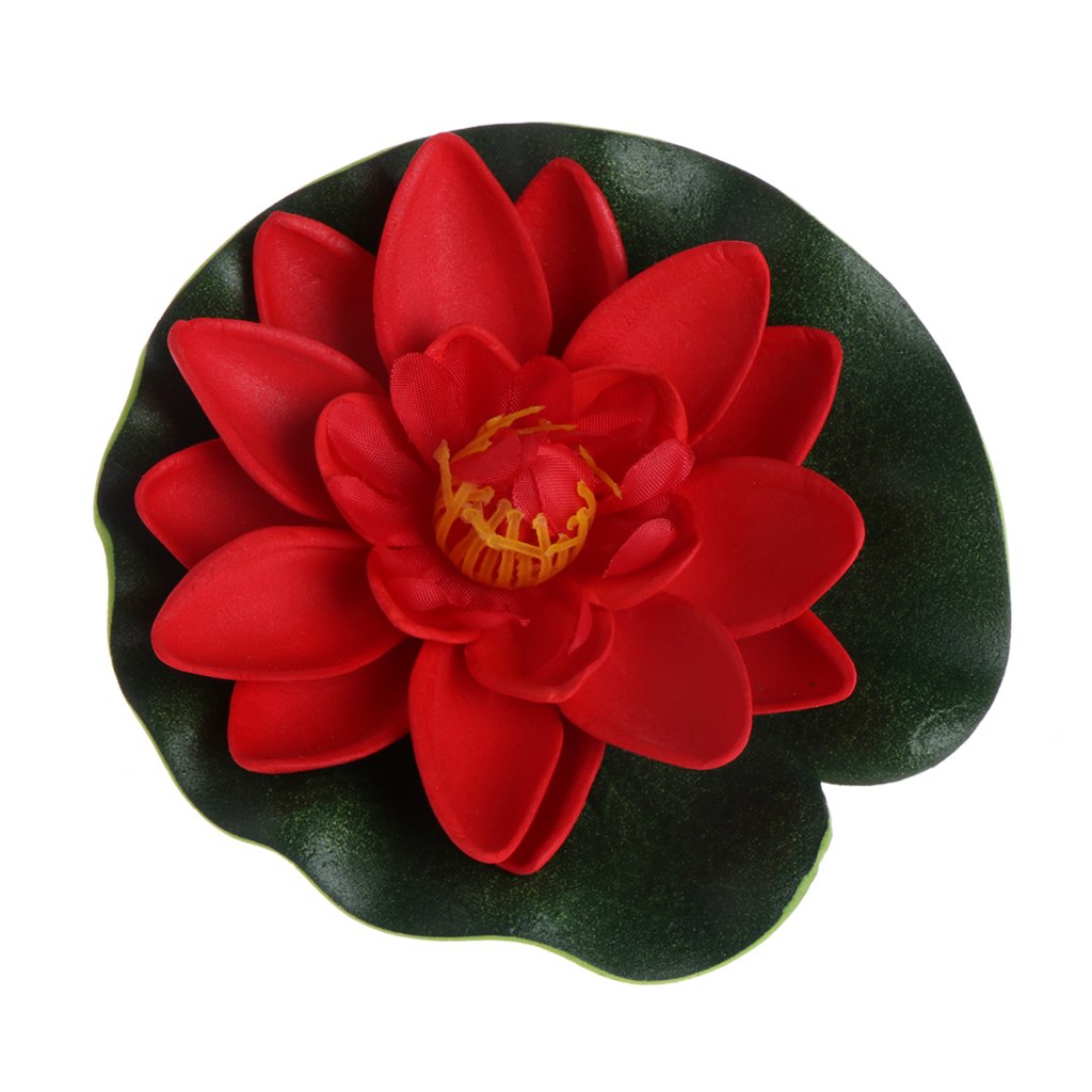 Xuniu Red Artificial Fake Floating Flowers Lotus Water Lily Plants Garden Tank Pond Decor
