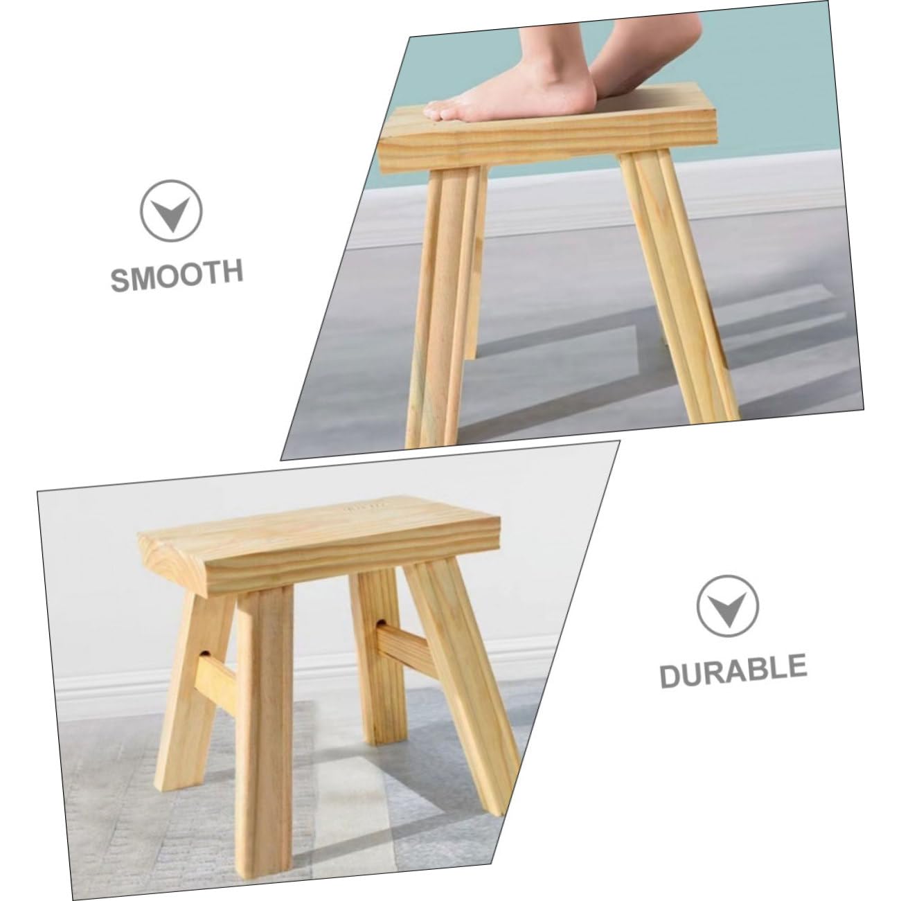 Holztrittschemel für Kinder mit Glatten Kanten und Portabel für Klassisches Zimmer oder Schlafzimmer Stabiler und Langlebiger Kleiner Holzhocker