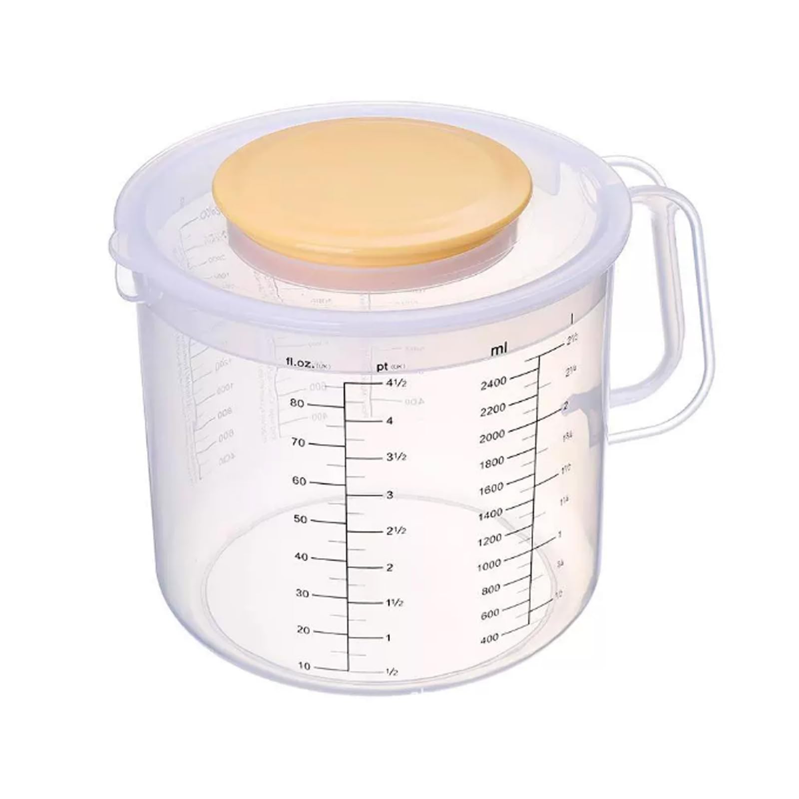 1 Unidad de Vaso medidor de plástico Transparente con Tapa - Jarra graduada con asa y Pico, Herramienta de medición precisa para Hornear, batir Huevos y Mezclar, Bol de Cocina versátil