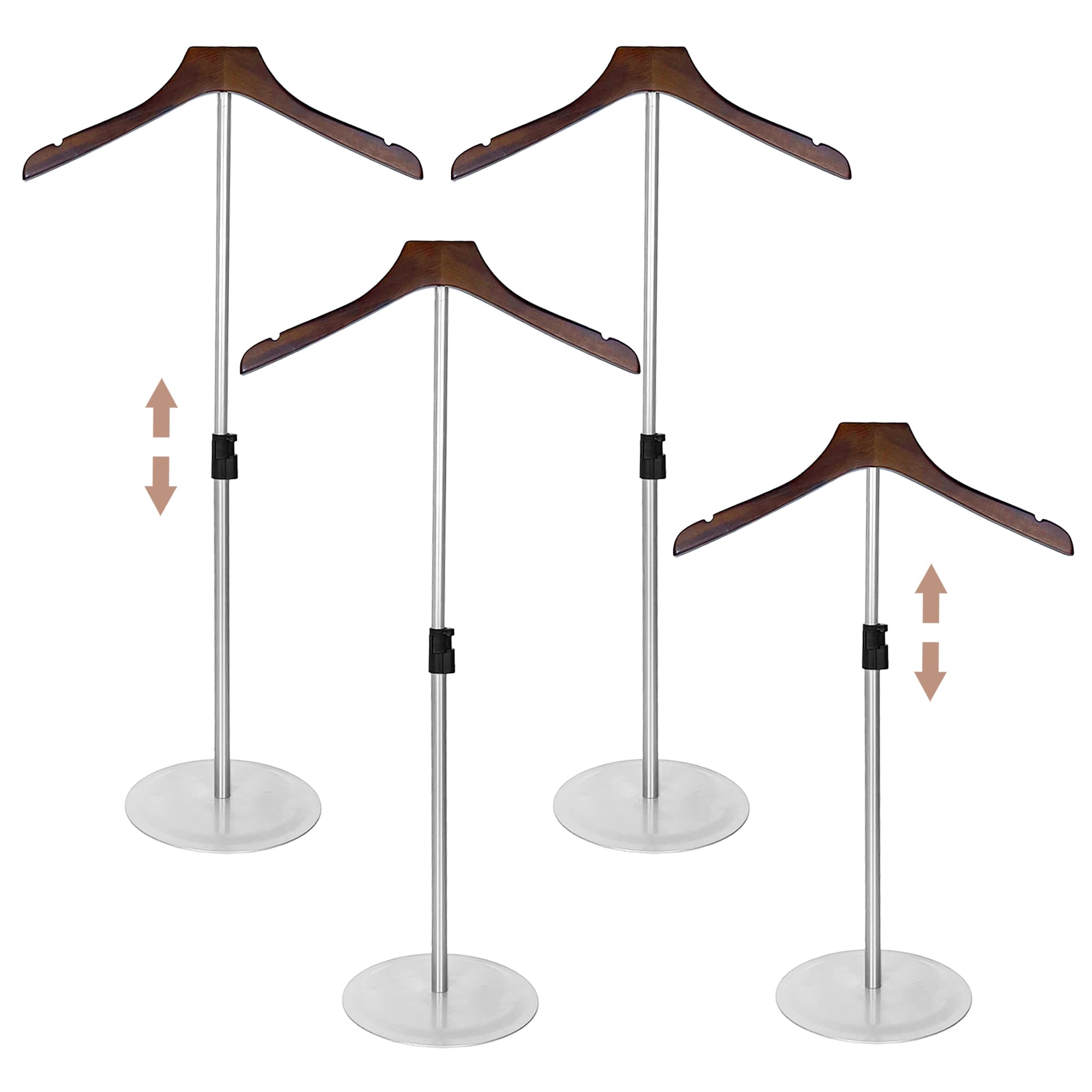 4 Pack Shirt Display 35" Height Adjustable Shoulder Stand Shirt Rack, T Shirt Display Stand for Shops, Steaming Clothes Holder, Silver(similar to stock photo) Incomplete missing pieces 