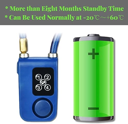 Miniatura 5 de Candado de cadena para bicicleta con alarma, Y787 Smart Alarm Lock antirrobo de cadena de motocicleta para scootercochecitopuerta azul