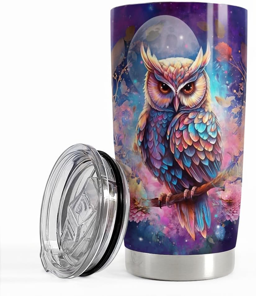 SANDJEST Owl Tumbler 20oz Stainless Steel Insulated Tumblers Coffee Travel Mug Cup Owls Gifts for Women Girls Gift for Birthday Christmas