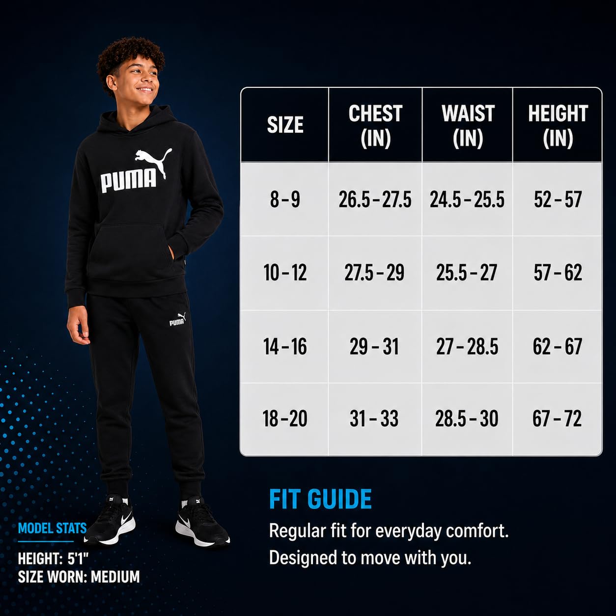 PUMA Chłopięca bluza z kapturem - sportowa bluza polarowa dla chłopców - przytulna miękka bluza dziecięca z grafiką (rozmiary: 8-20)
