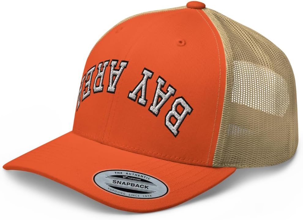 NX Bay Area Upside Down Embroidered Curved Bill Trucker Hat Mid Crown Adjustable Cap