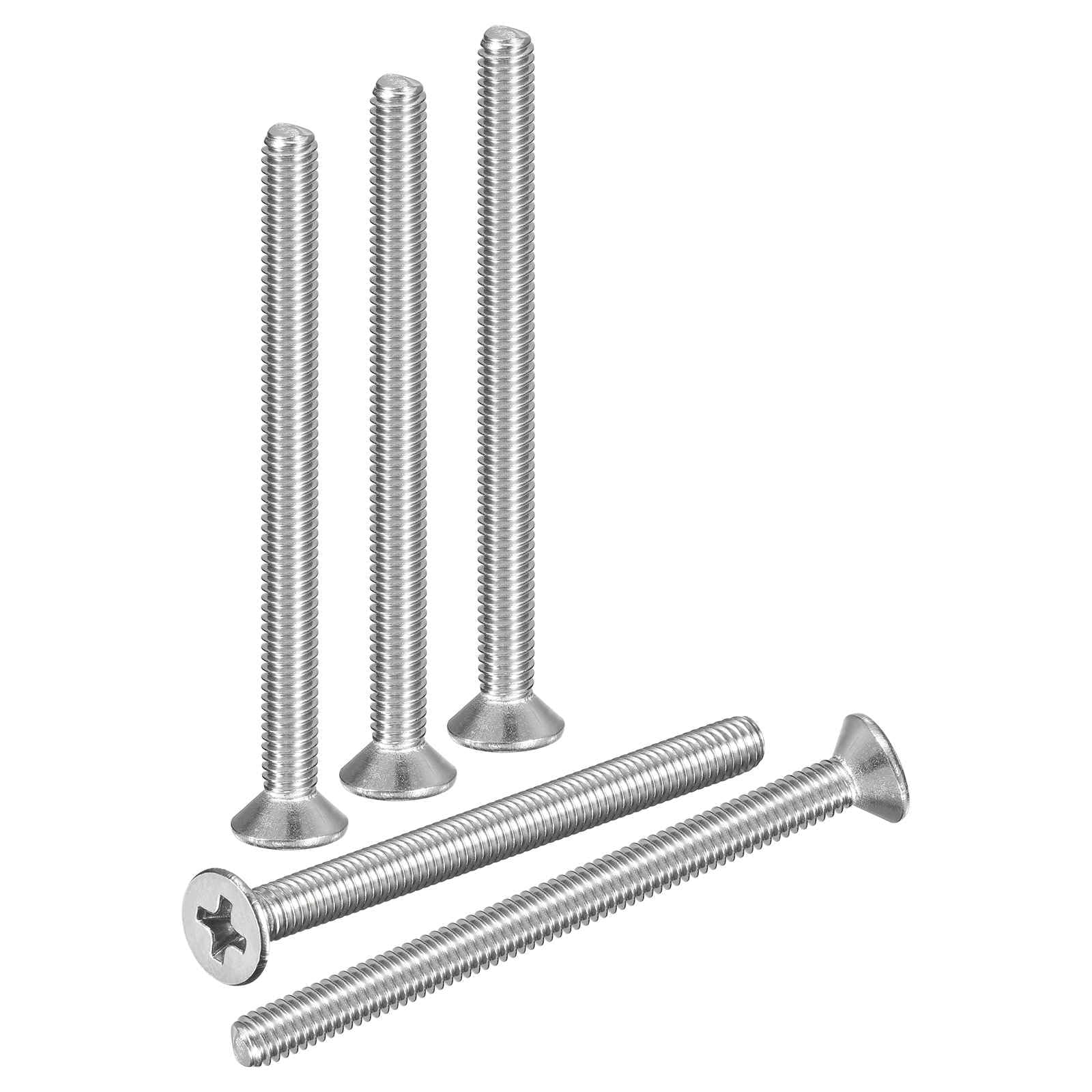 DTGN M4-0.7x50 Flat Head Countersunk Machine Screws - 50pcs - Good for Furniture and Machinery - 304 Stainless Steel Phillips Machine Screws Bolts - Silver