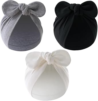Jastore Newborn Baby Bowknot Turban Hat Infant Toddler Hospital Hat Cotton Head Wrap Beanie Cap