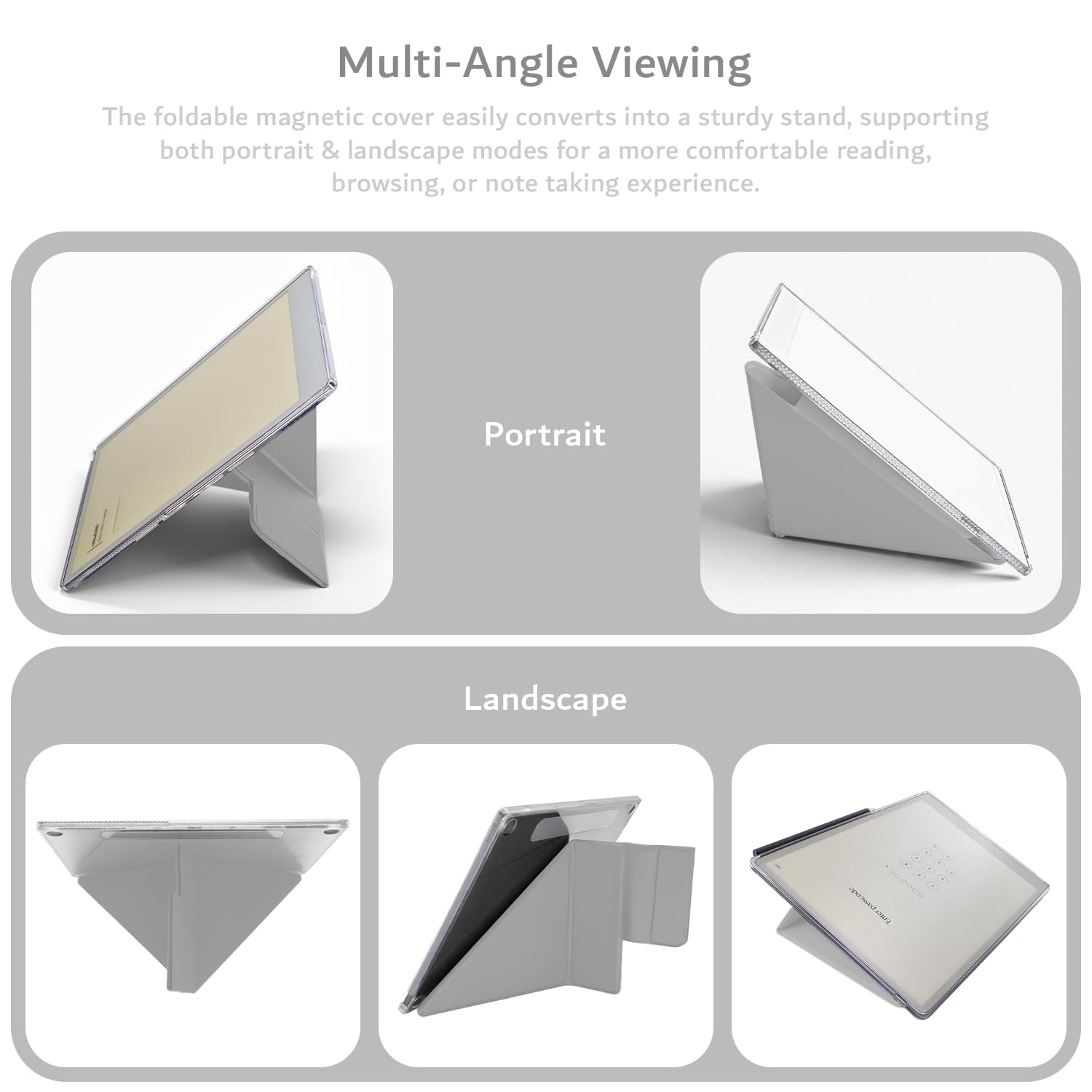 TUDIA M-FLIP - Funda magnética transparente desmontable para notable Paper Pro de 11.8 pulgadas, funda delgada transparente con función de encendido y apagado automático, cierre magnético fuerte