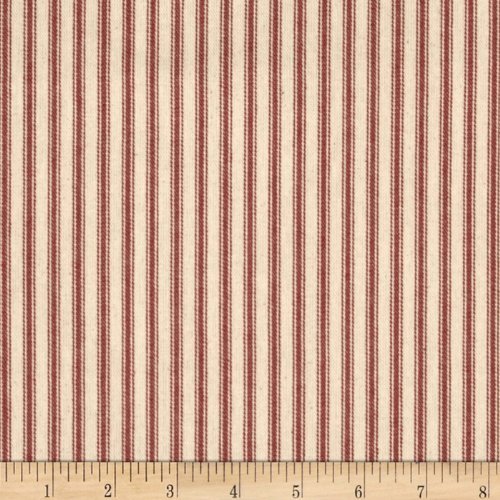 James Thompson Red 44in Ticking Stripe Canvas, Yard