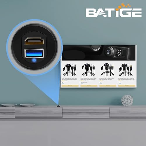 Miniatura 5 de BATIGE Cable empotrado USB 3.0 y HDMI a HDMI + USB 3.0 para montaje en automóvil, cable de extensión de panel de tablero de carcasa de aleación con