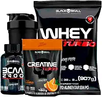 Combo Whey Protein Turbo + Bcaa + Creatina- Black Skull (Baunilha)