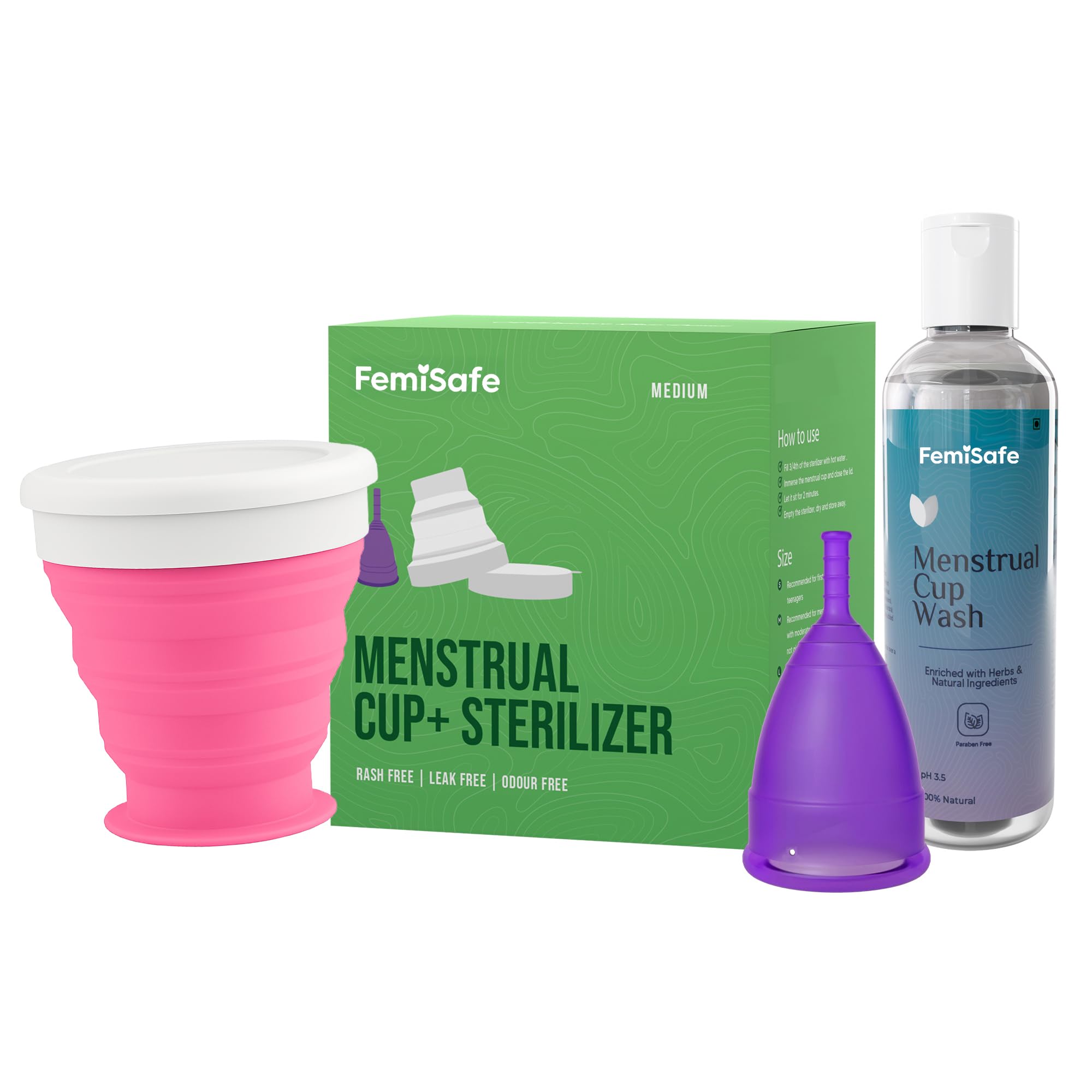 FemiSafe Menstrual Cup Sterilizer and Cup Wash Combo (Medium)-image-39