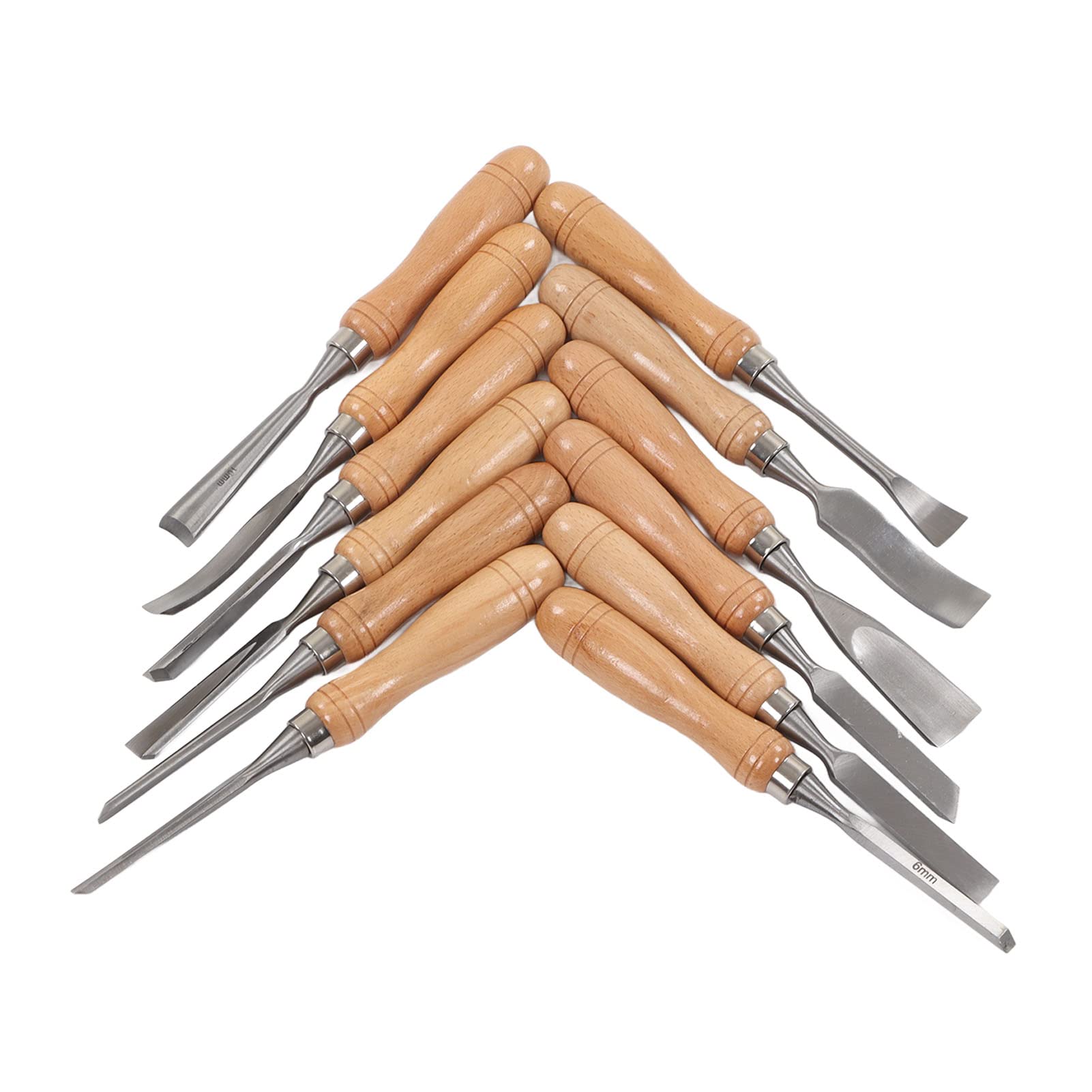 Set Di Scalpelli Professionali Per La Lavorazione Del Legno 12 Pezzi In Acciaio Ad Alto Tenore Di Carbonio Con Manico In Faggio Lucido Strumenti Durevoli E Affilati Per Int