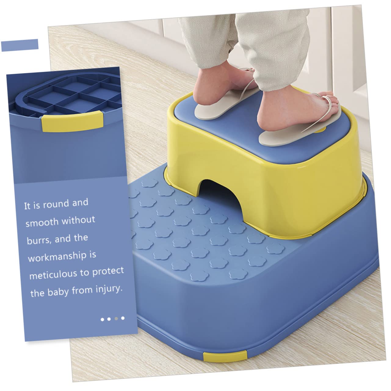 Yardwe Taburete para Niños y Niñas Dos Escalones de Material PP Grueso, Superficie Antideslizante y Diseño Compacto, Adecuado para Uso Diario como Reposapiés Cambiar Zapatos