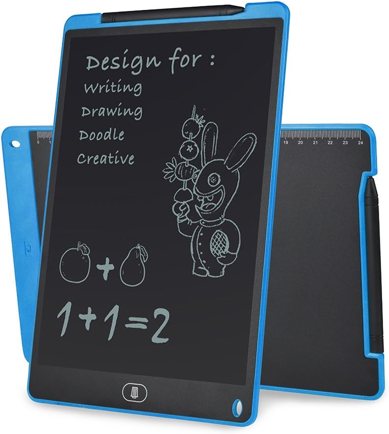 LCD Writing Tablet Electronic Drawing Writing Board for Kids,8.5"/12" Message Boards & Signs at School/Office/Home (12 inch, White)