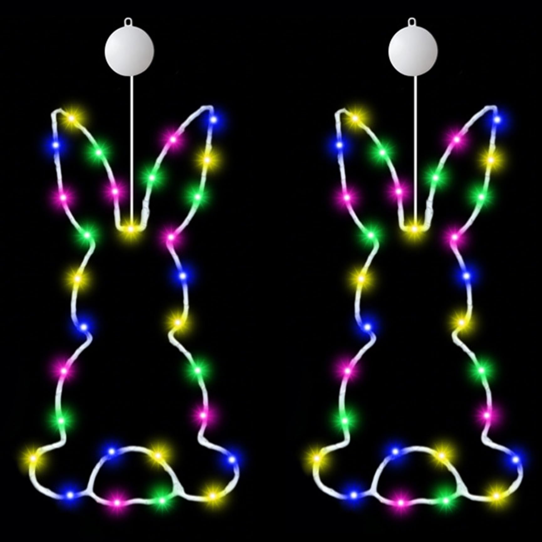 Lumières de fenêtre Lapin Pâques LED colorées luminaire piles