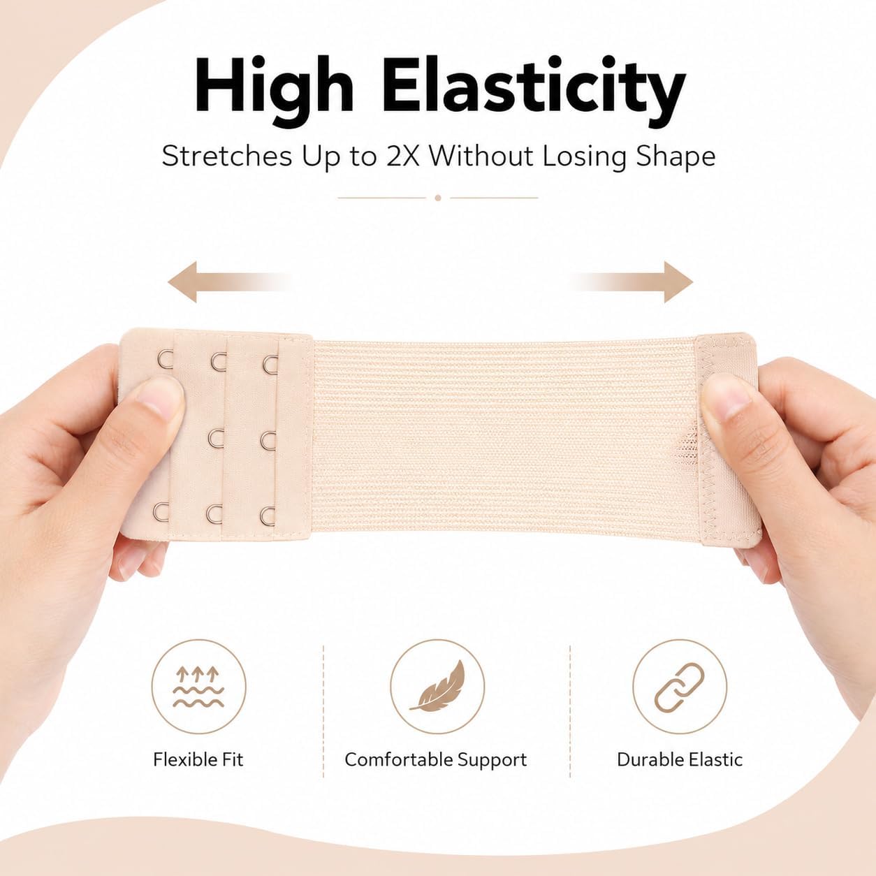 12 PCS Bra Extenders 3 Hooks, Elastic Extension Strap for Women, Comfortable and Soft Plus Size Bra Extender (Black, White, Nude, Beige)