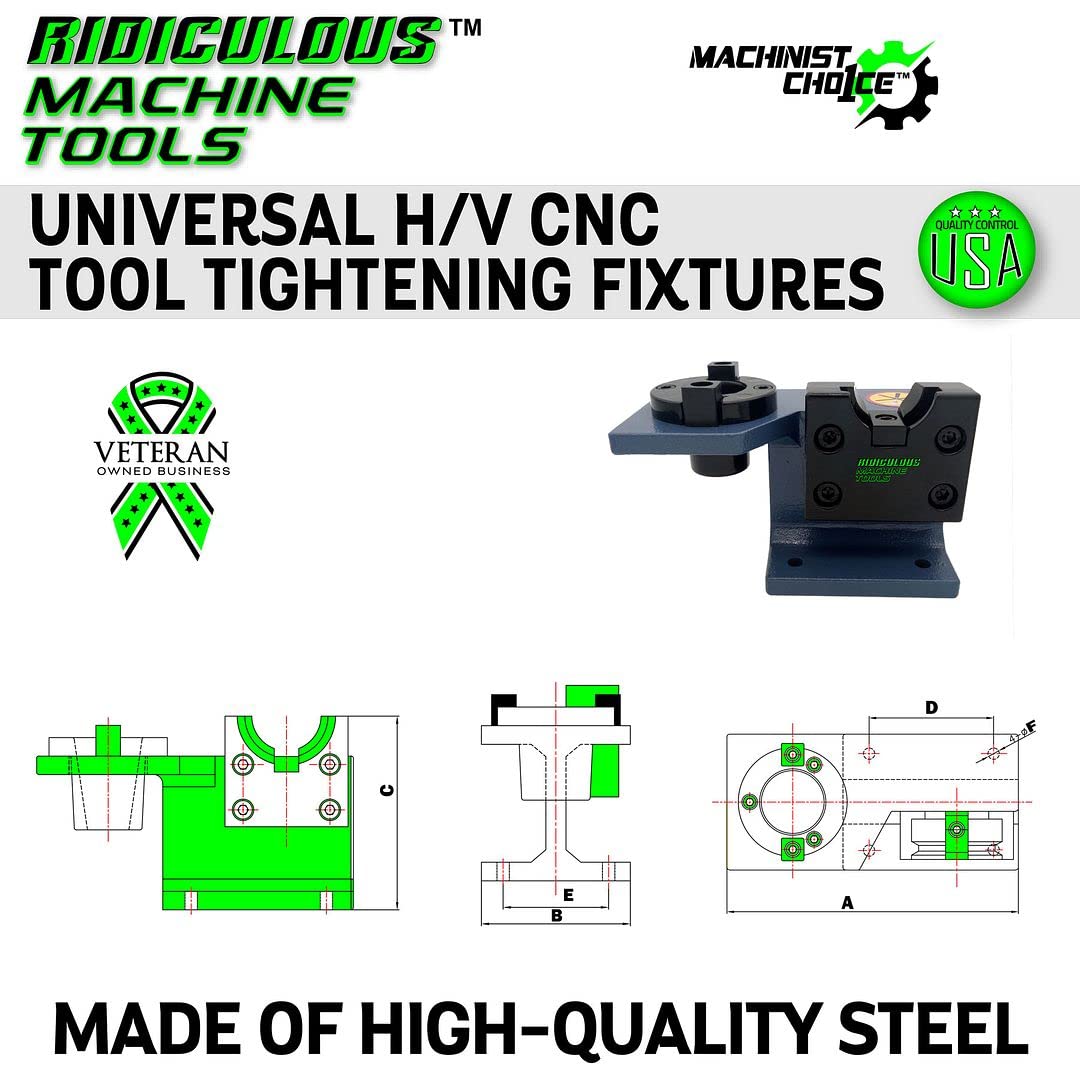 Ridiculous Machine Tools Universal CNC Tightening Fixture - CAT/BT 50 - Heavy Duty Steel - Vertical & Horizontal - Easy Installation - Machinist Choice - Veteran Owned