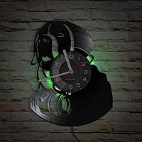 Vista 3 de Reloj de pared de disco de vinilo para perro de San Bernardo con 7 colores LED para tienda de mascotas, álbum de raza de perro de cachorro, reloj