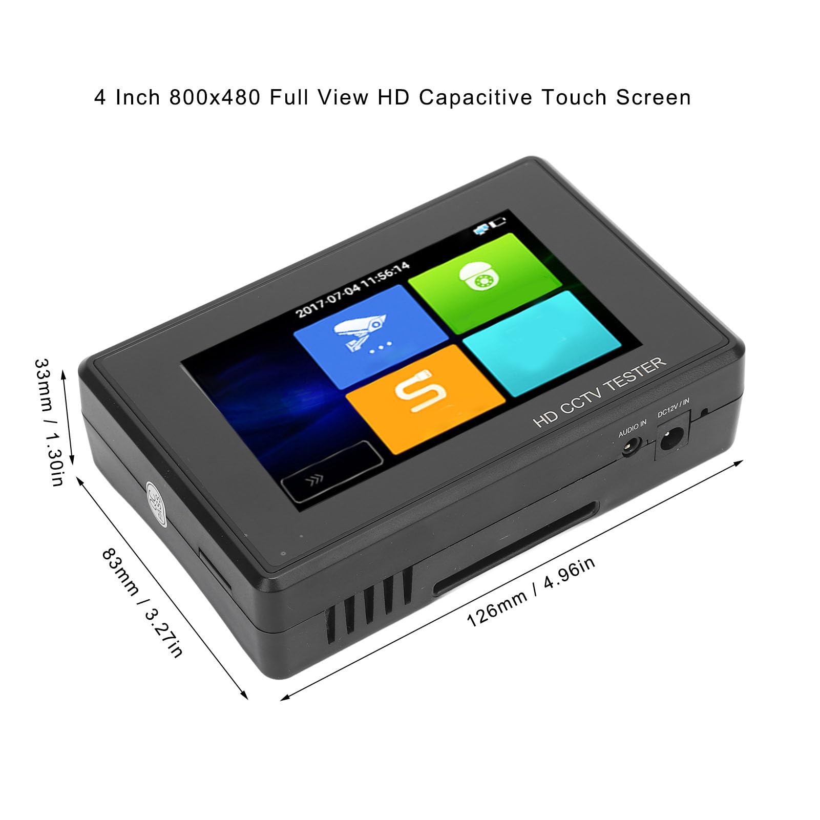 Fafeicy Testeur de Vidéosurveillance au Poignet, écran Tactile IPS Transparent de 4 Pouces, Appareil de Test de Caméra Portable avec Batterie Longue Durée et Sortie PoE, pour la (Prise UE 100 à 240V)