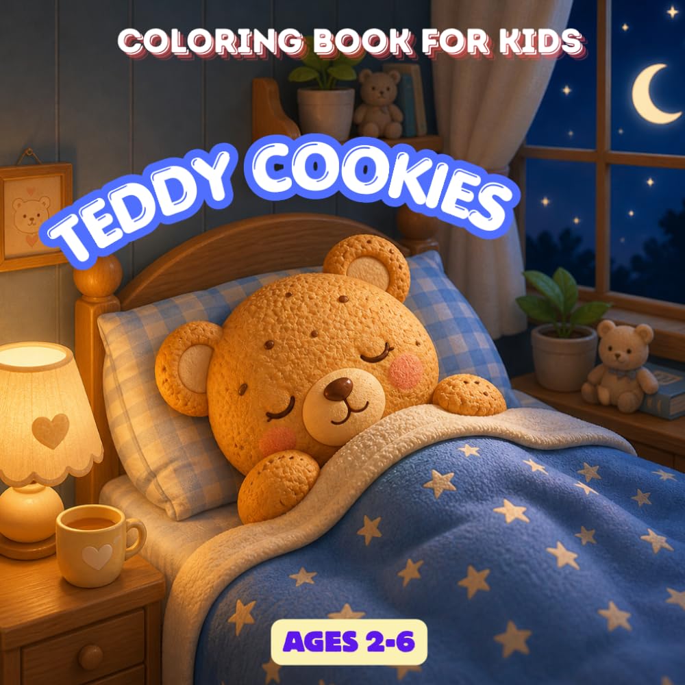 Teddy Bear Cookies Coloring Book : Cute and Easy Coloring Pages for Kids Ages 2-6
