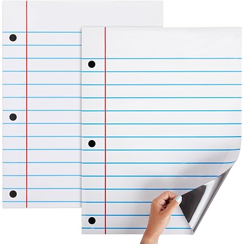 2 Pack Dry Erase Magnetic Notebook Paper for Classroom Whiteboard, Large Lined Paper Sheets for Bulletin Board (17 x 22 in)
