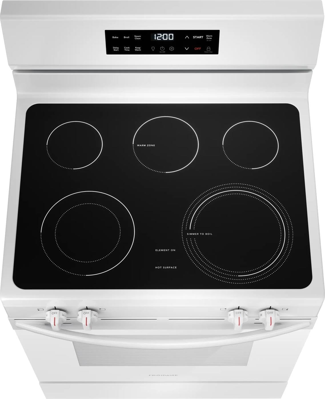 Frigidaire FCRE3062A 30" Slide-In Electric Range, 5.3 Cu. Ft., EvenTemp™ Cooktop Element – White