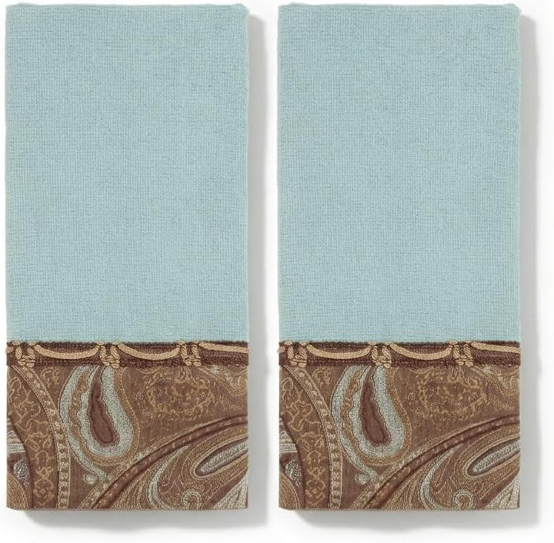 Avanti Linens – Fingertip Towel Set, 100% Cotton Velour Bathroom Towels with Jacquard Design & Absorbent Terry Reverse, Home Decor, Set of 2 (Bradford Collection)