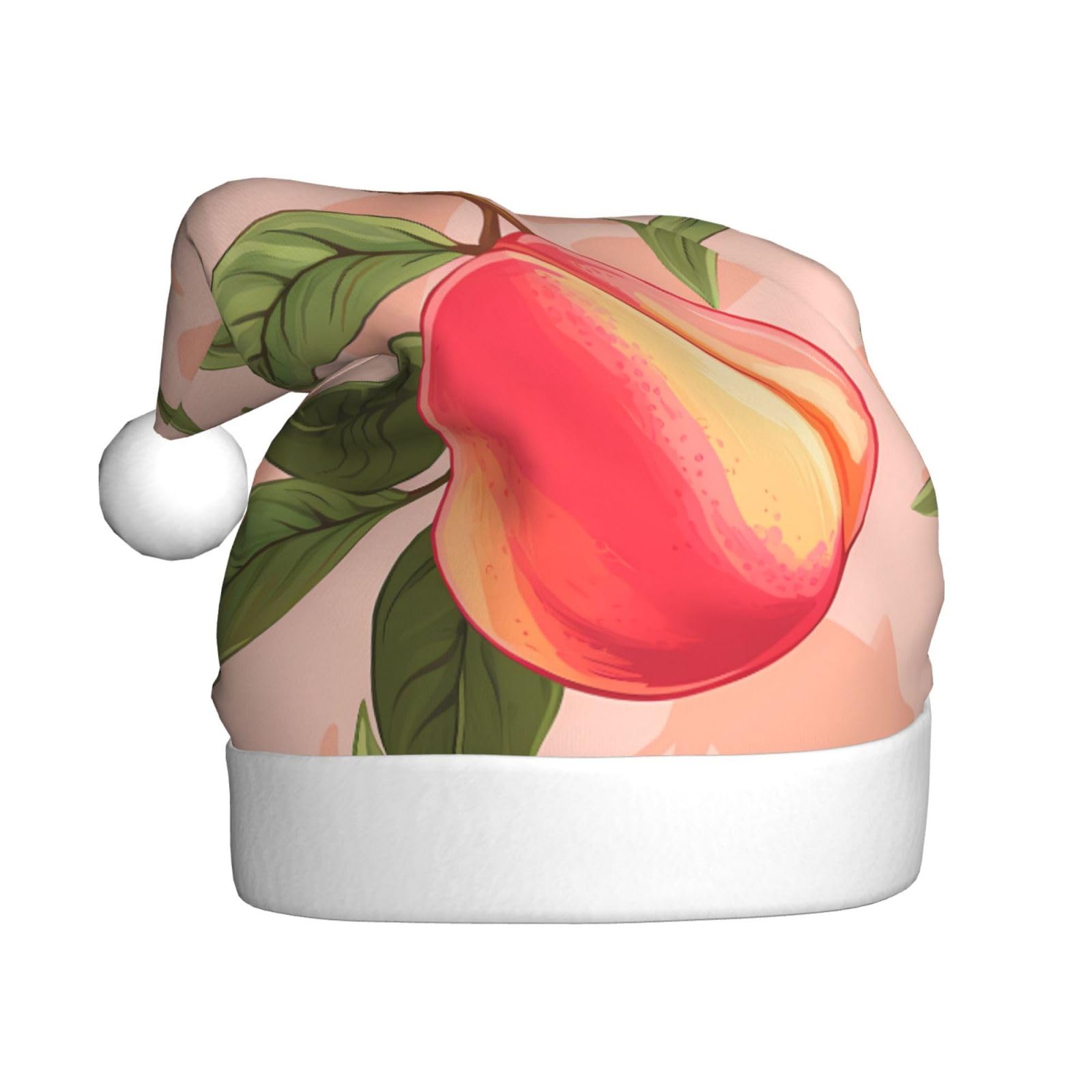 Pink Peach Pattern Printing Christmas hat for Adult Suitable for Halloween, Christmas and New Year wear
