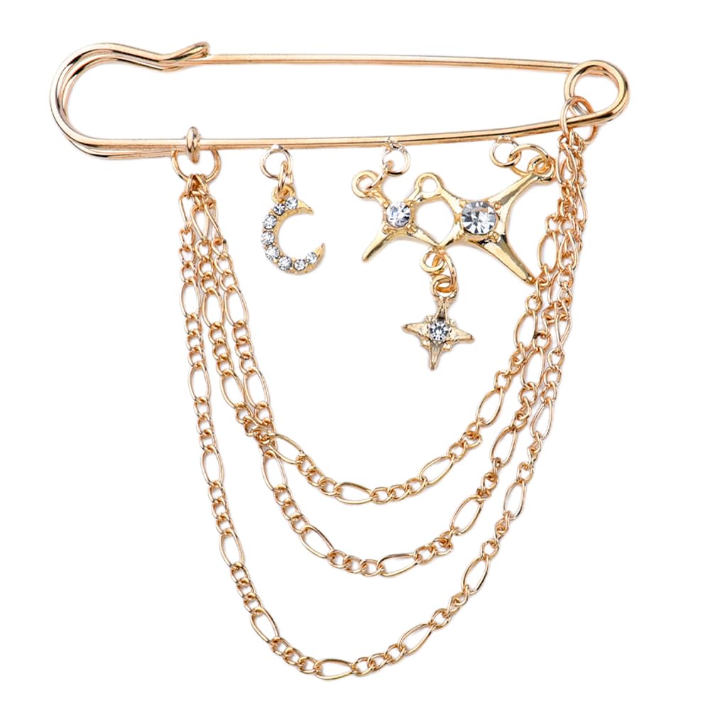Y2k Chain Brooch Pins for Women Silver Gold Tassel Pin for Coat Collar Brooch Pin Y2k Punk Shoes Clothing Accessories