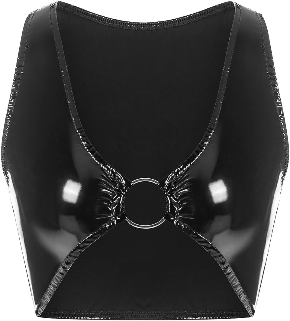 Sexy Outfit for Women O-Ring Link Bra Breast Exposure Tank Top
