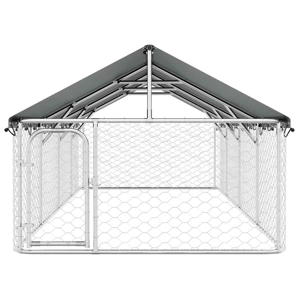 Perrera para perros al aire libre de acero galvanizado con techo de 400 x 200 x 150 cm, con cierre, jaula independiente para cachorros y perros, protección, seguridad, jardín, entrenamiento