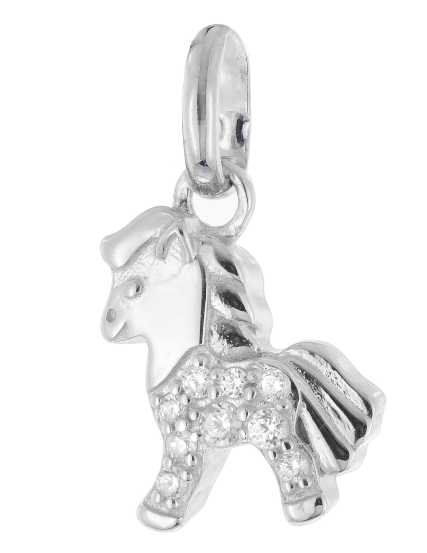 trendor Collana per bambini in argento 925 con ciondolo a forma di cavallo, gioiello senza tempo per ragazze, accessorio alla moda 21098