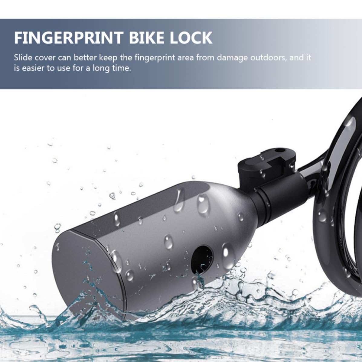 Fahrradkabelschloss mit Fingerabdruck und App, 1,5m Ip65, Schwarz