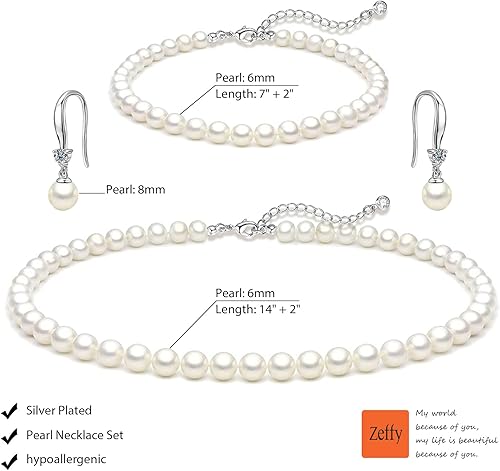 Miniatura 5 de Pearl Necklace 6MM8MM Dainty Round Imitation Pearl Choker Necklace Wedding Pearl Necklace Delicate Jewelry for Women Simple Bridesmaid Jewelry Gifts