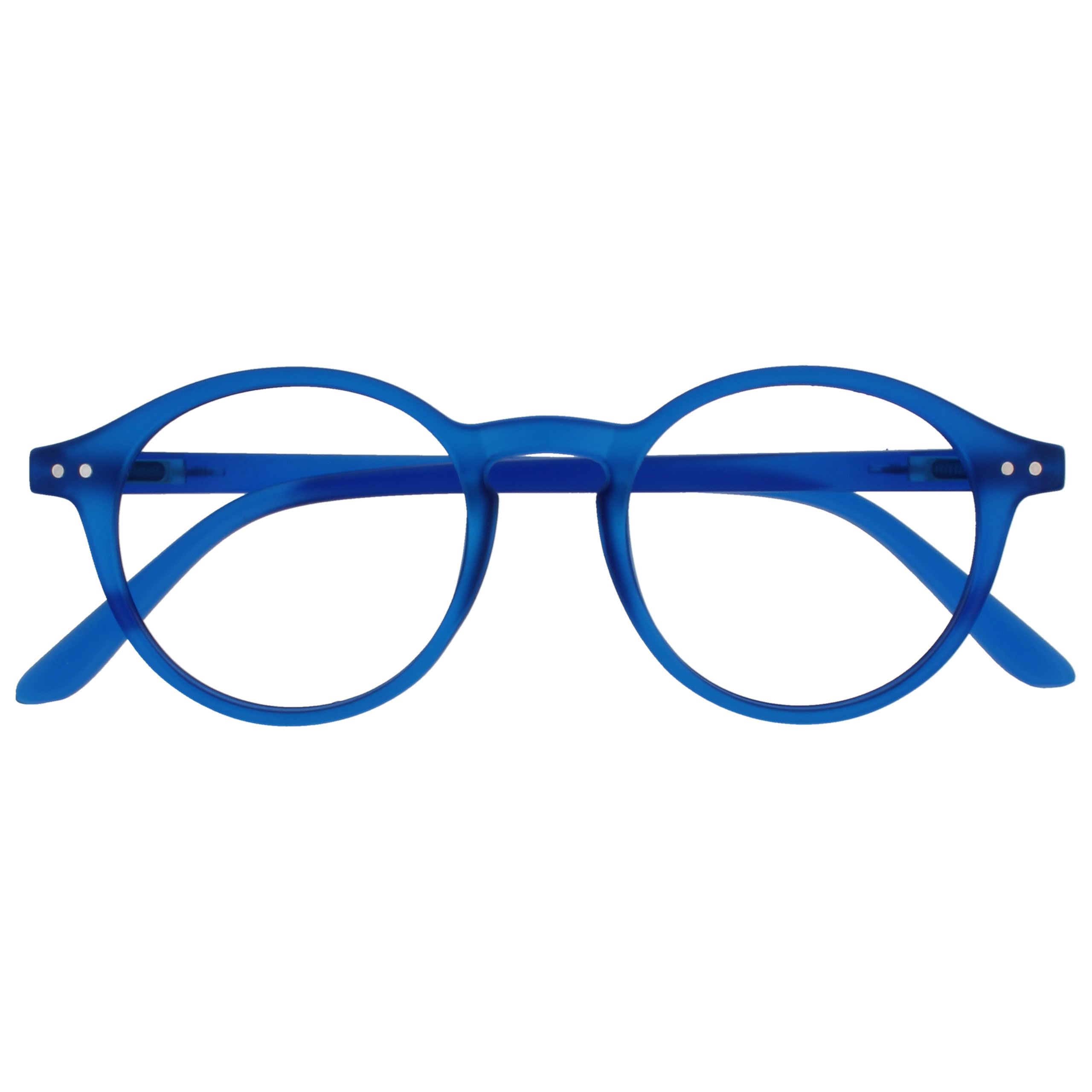 OPULIZE REY Reading Glasses - Retro Round Frame - Matte Blue - Mens Womens - Spring Hinges - R56-3 - +2.50