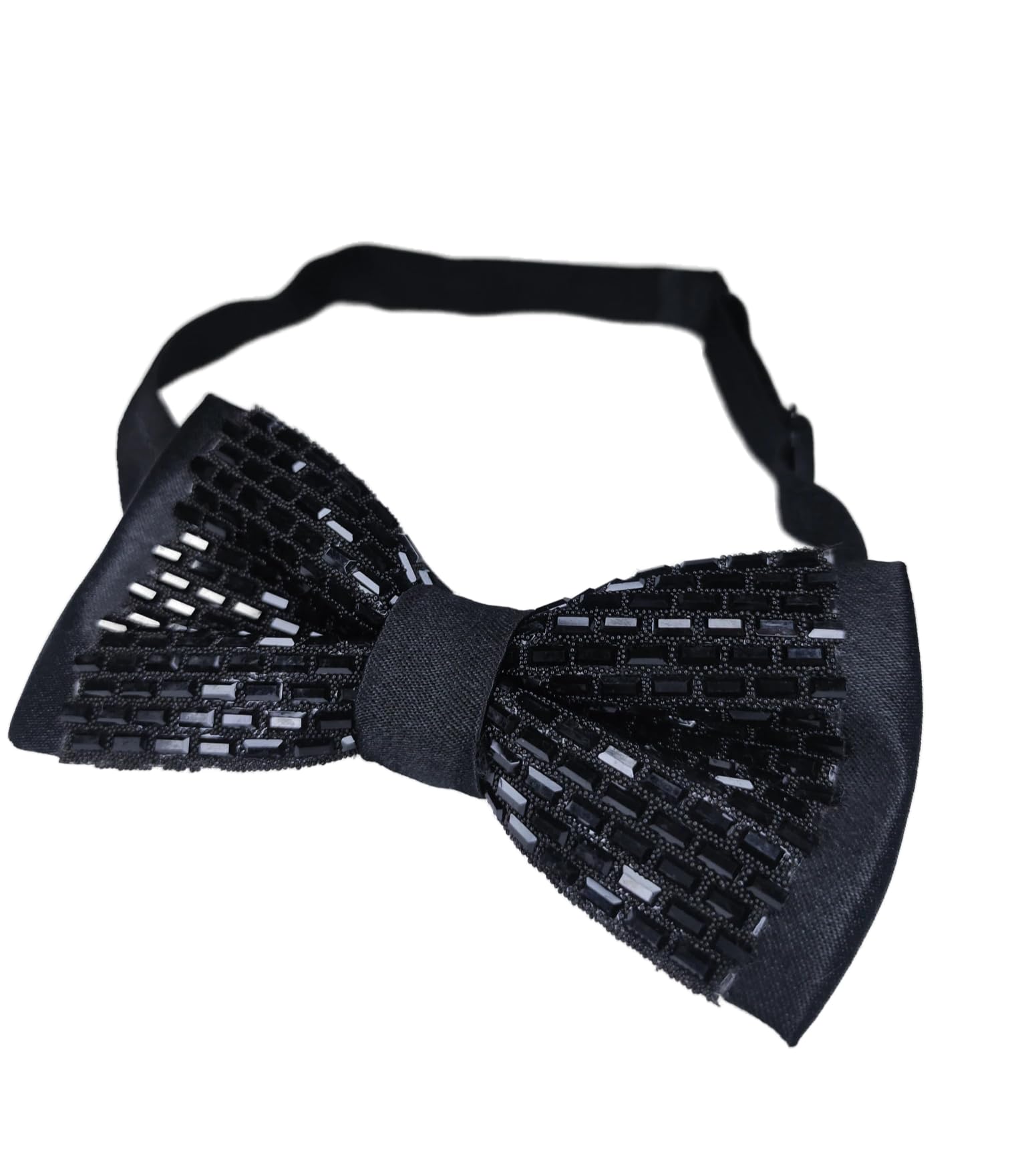 royal hues Men's Luxury Black Shining Bugle beads Embroidery Bow Tie – Handmade Adjustable Satin Tuxedo Accessory for Wedding, Prom, Party & Formal Events.-picture-18