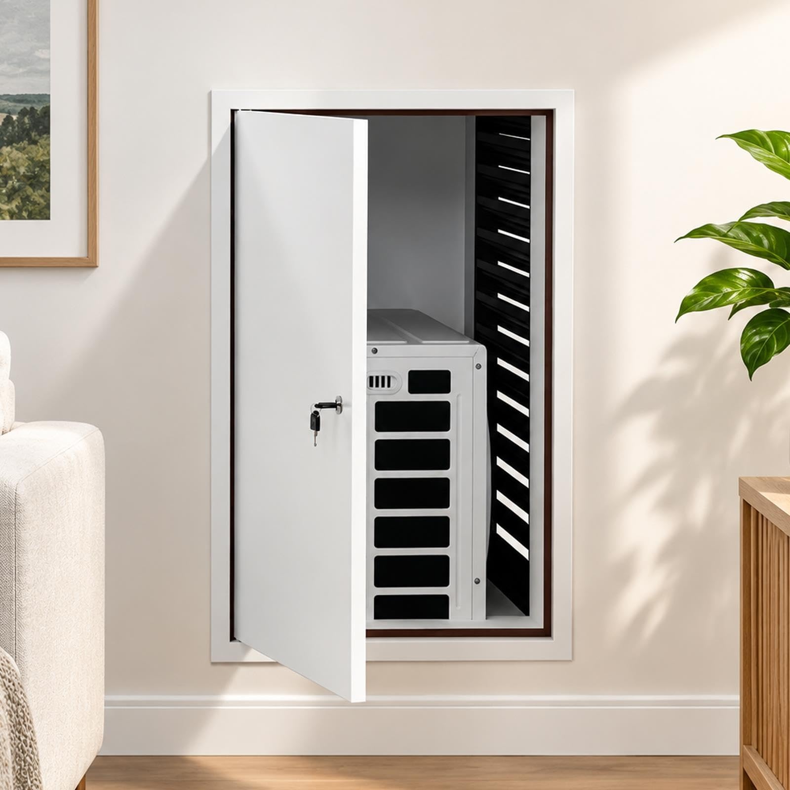Panel de Acceso de Aluminio con Cerradura para inspección de Pared, Montaje a RAS, pintable, Ideal para Uso doméstico y Comercial