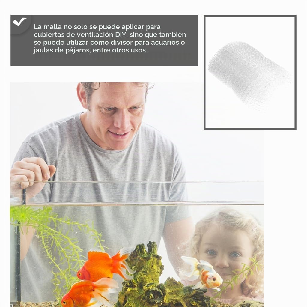 FOMIYES Red de protección para acuario, 220 x 120 cm, cubierta transparente de polietileno para tanque de peces y jaula de pájaros (ajustable, duradera)