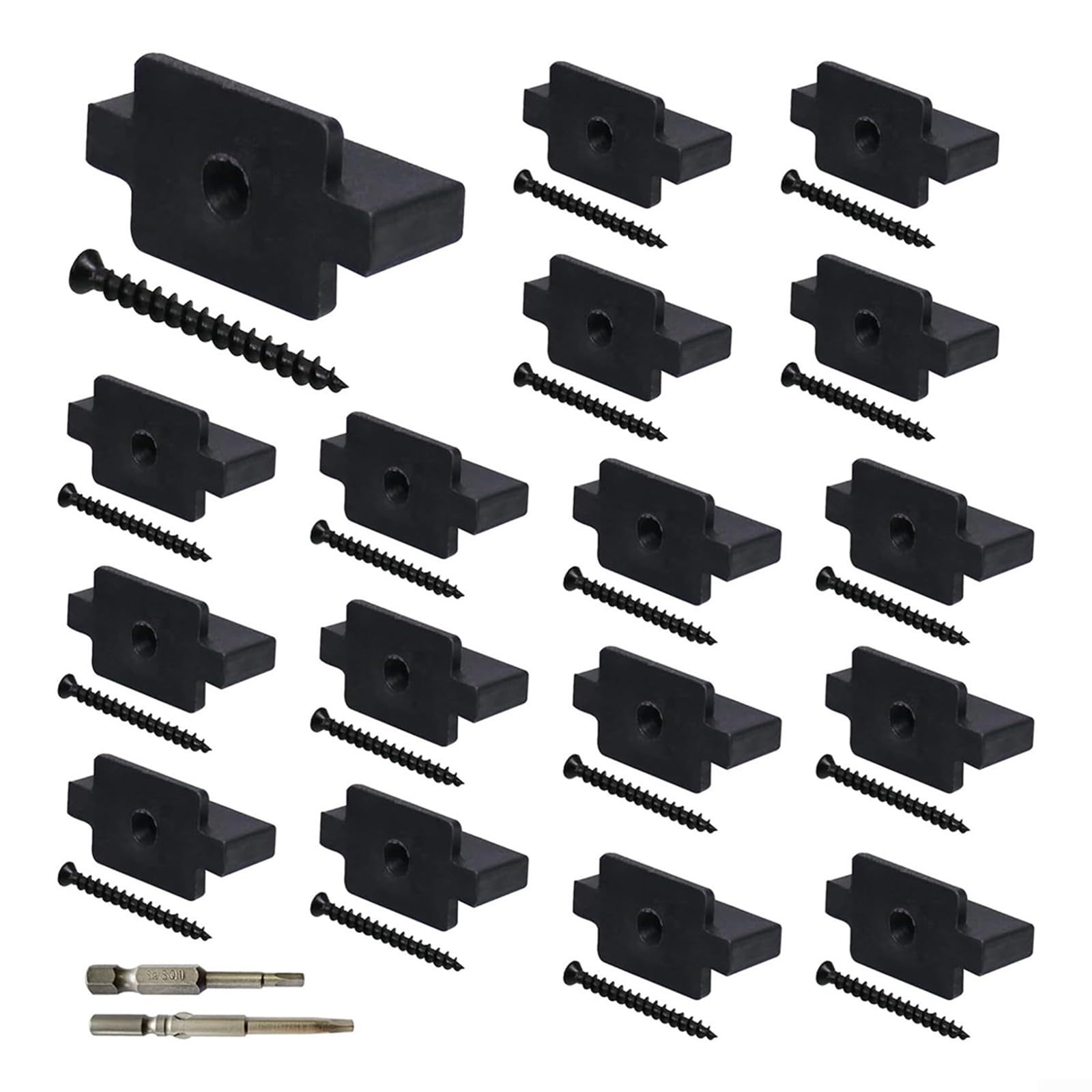 Conectores ocultos negros y clips de montaje ABS para cubiertas de madera