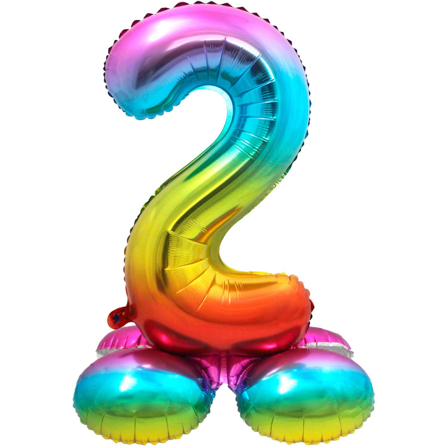 Folat 64292 Foil Balloon Number 2, Rainbow with Base, Costumes