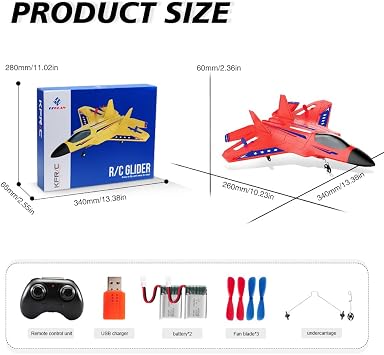 Red F-22 Raptor 2.4GHz RTF RC Airplane With 6-Axis Gyro Easy Fly For Kids | stable 6-axis gyro easy to fly anti-interference control beginner-friendly outdoor RC glider toy for kids outdoor flying