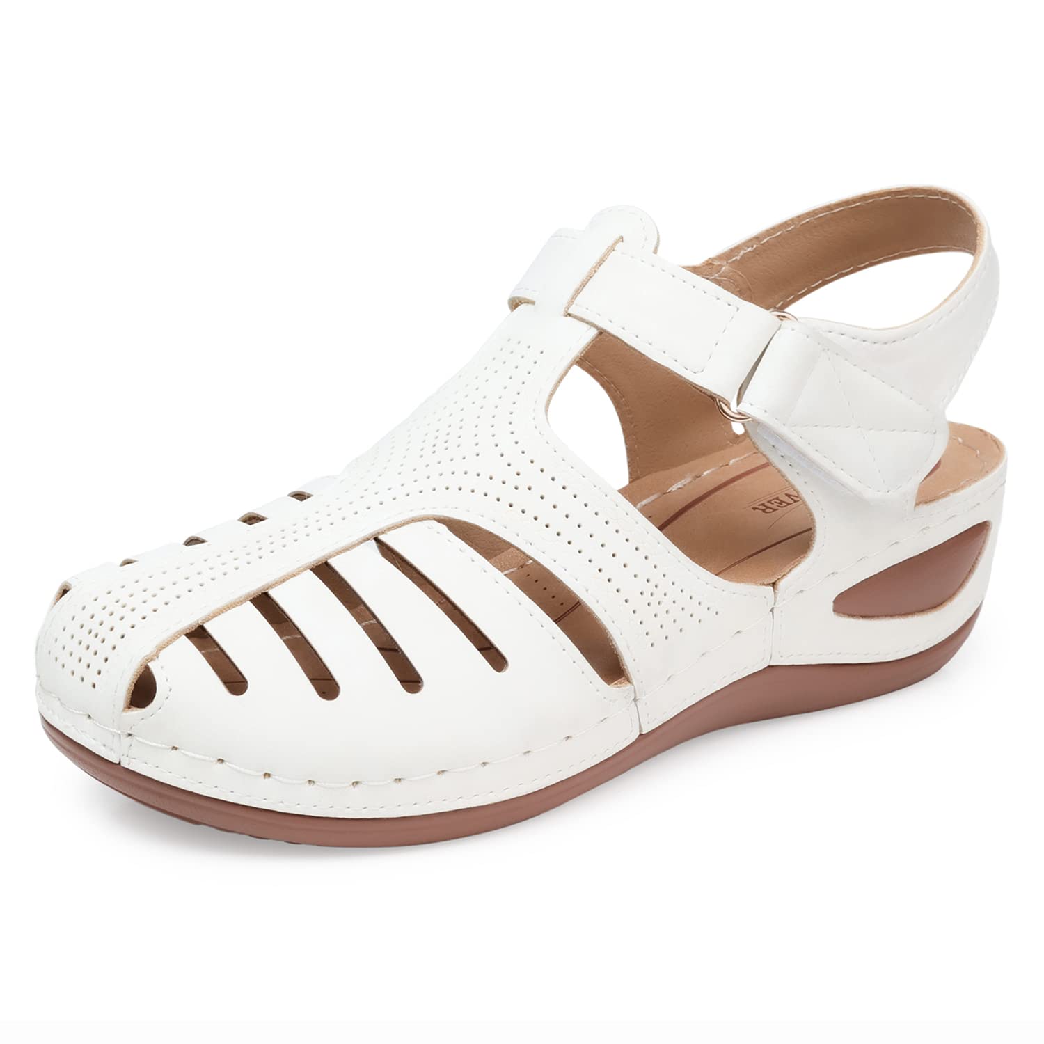 SHIBEVER Women's Wedge Sandals Summer: Closed Toe Sandals for Women Platform Dressy Wedge Size 5-11