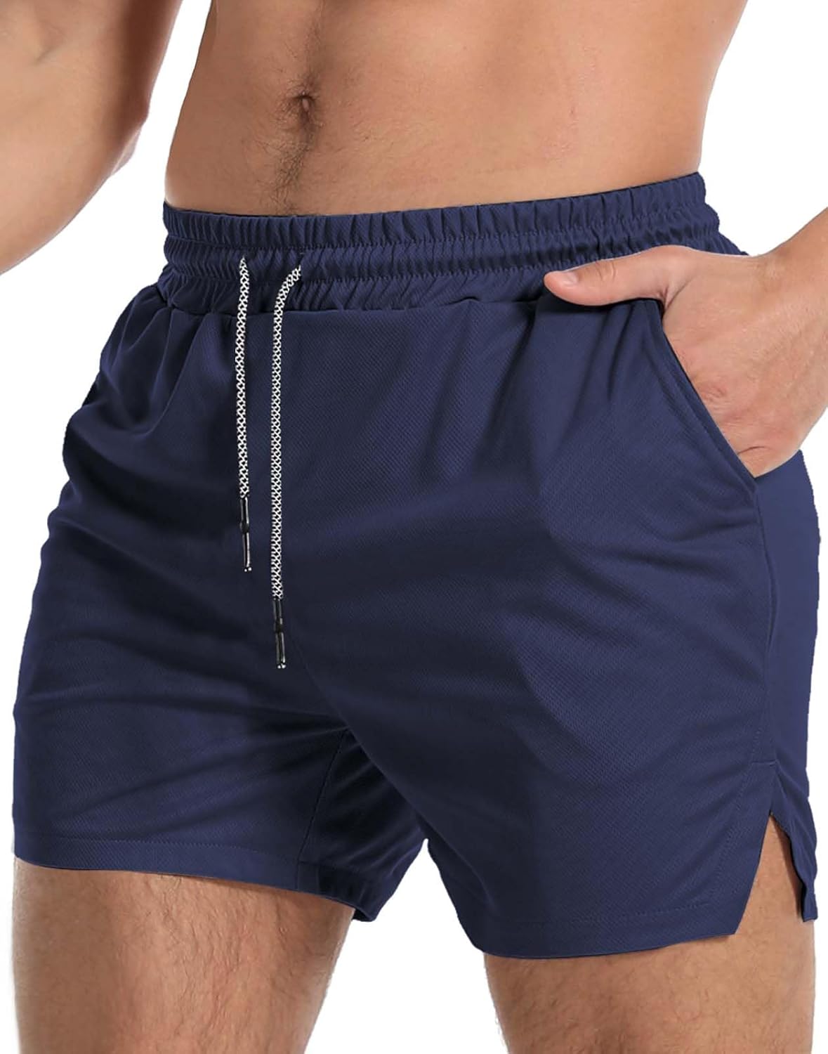 Aolesy Men's Gym Workout Shorts 5"/7"/10" Lightweight Bodybuilding Athletic Shorts Running Training with Zip Pockets