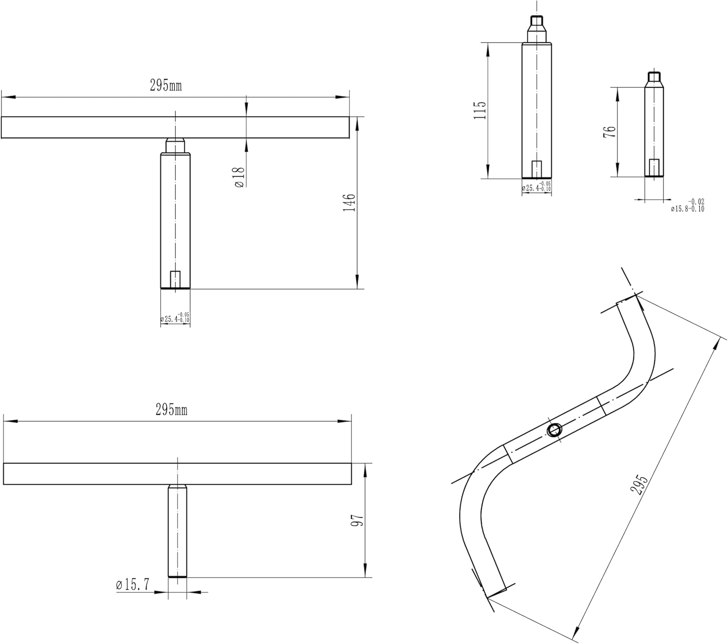 S Shaped Stainless Steel Tool Rest Set with 1" and 5/8" Stems for Woodturning Lathe Bowl Turning.