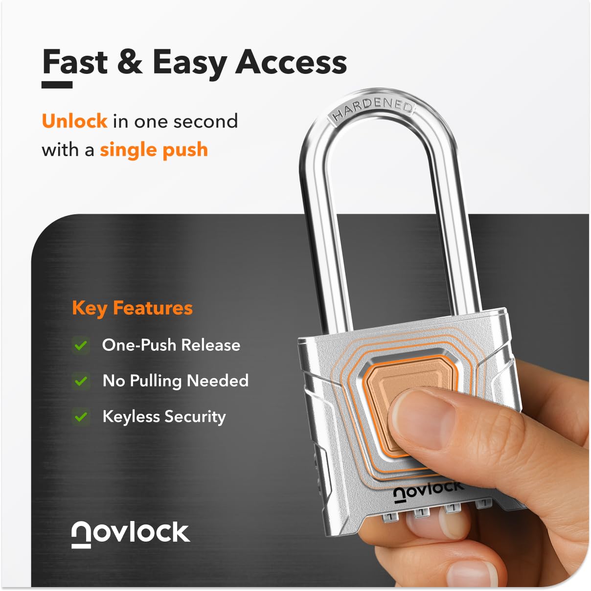 Lucchetto A Combinazione DISECU Arco Lungo | Impermeabile One-Touch Con Password Nascosta | Per Esterni E Armadietti - 6