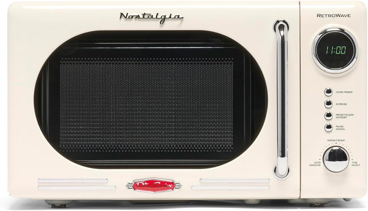 Nostalgia 0.7 Cu. Ft. Retro Compact Countertop Microwave Oven, Ivory : Everything Else