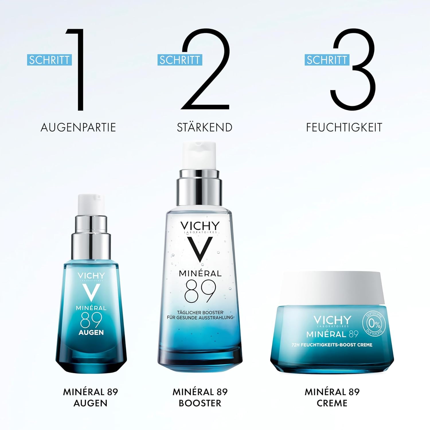 VICHY Augenpflege Hyaluron-Boost mit Sofort-Effekt, Feuchtigkeitsspendend und aufpolsternd, Mildert Augenringe, Mit purem Koffein und 89% Thermalwasser, Minéral 89, 15 ml