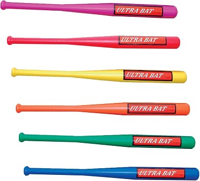 Champion Sports Ultra Bat Set - Assorted Colors - Hand-Eye Coordination - Durable Plastic Construction - Kids Backyard Plastic Baseball Bat - 30 Length - Set of 6